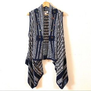 Anis A. Velvet Sweater Button Detail Vest Blue S
